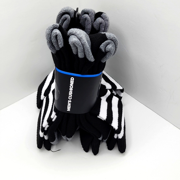 ADIDAS MEN'S CUSHIONED AERORRADY CREW 6 PAIR BLACK SOCK - Picture 3 of 8